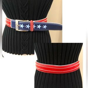 Vintage Sz L Patriotic Country Western Leather Belt